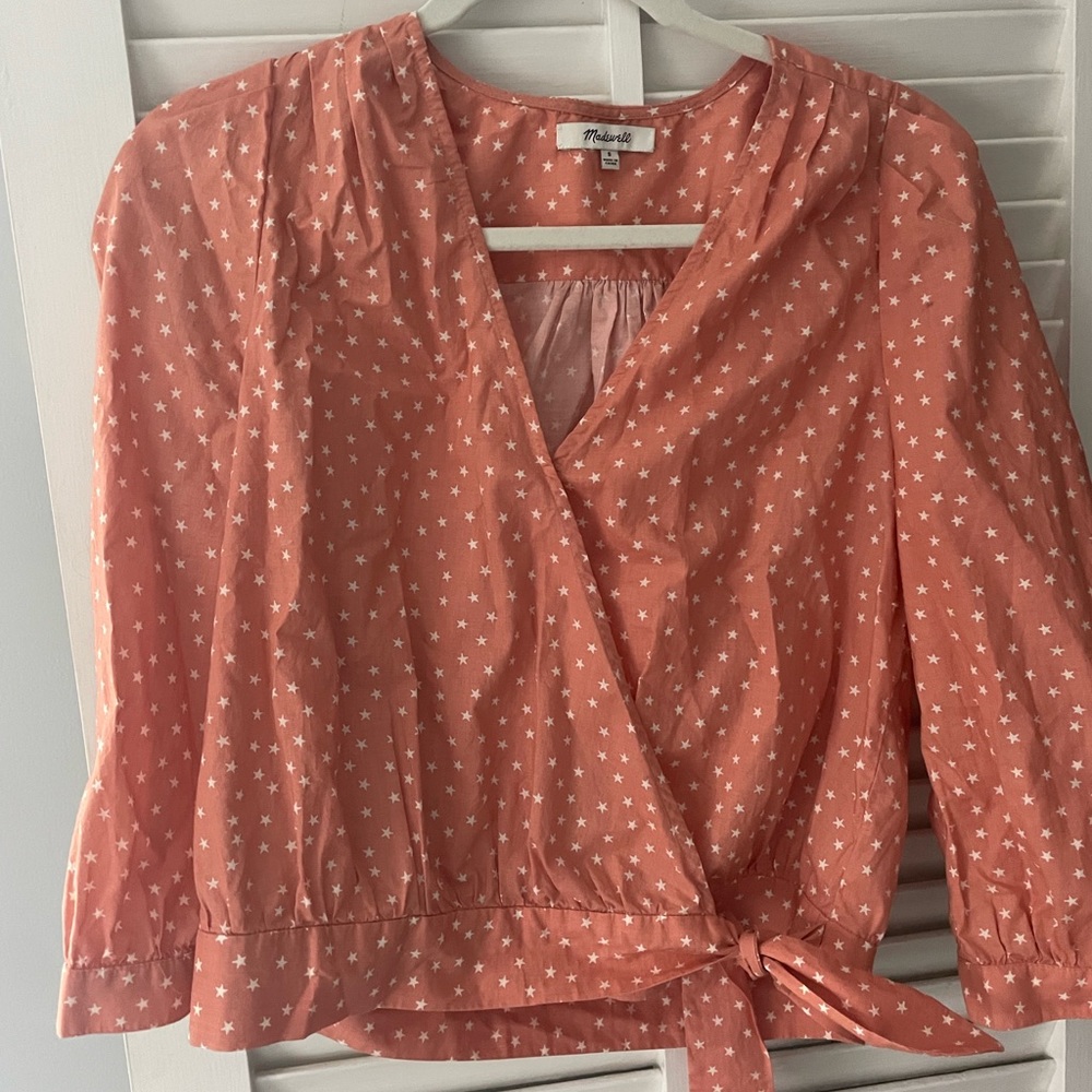 Madewell Coral Pink Wrap Top